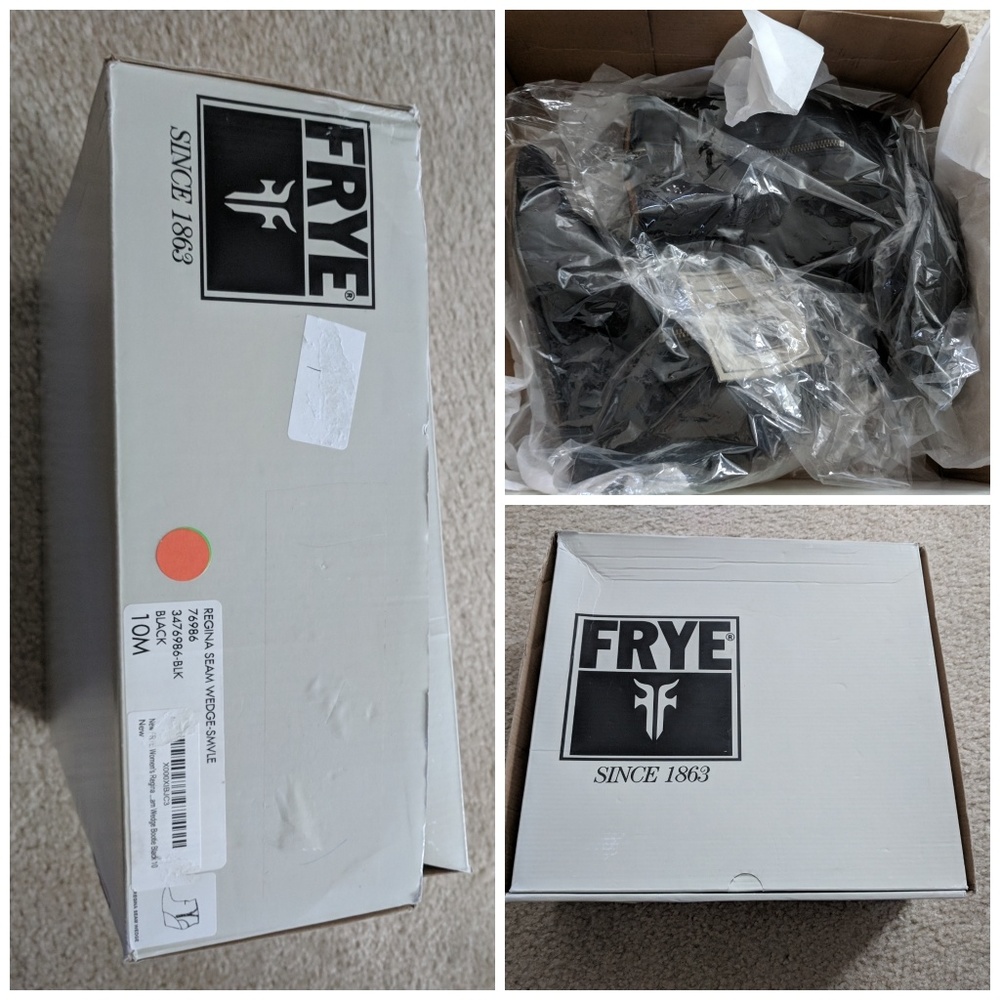 Sold FRYE Regina Seam Wedge Boots Black - 10M - Picture 2 of 8